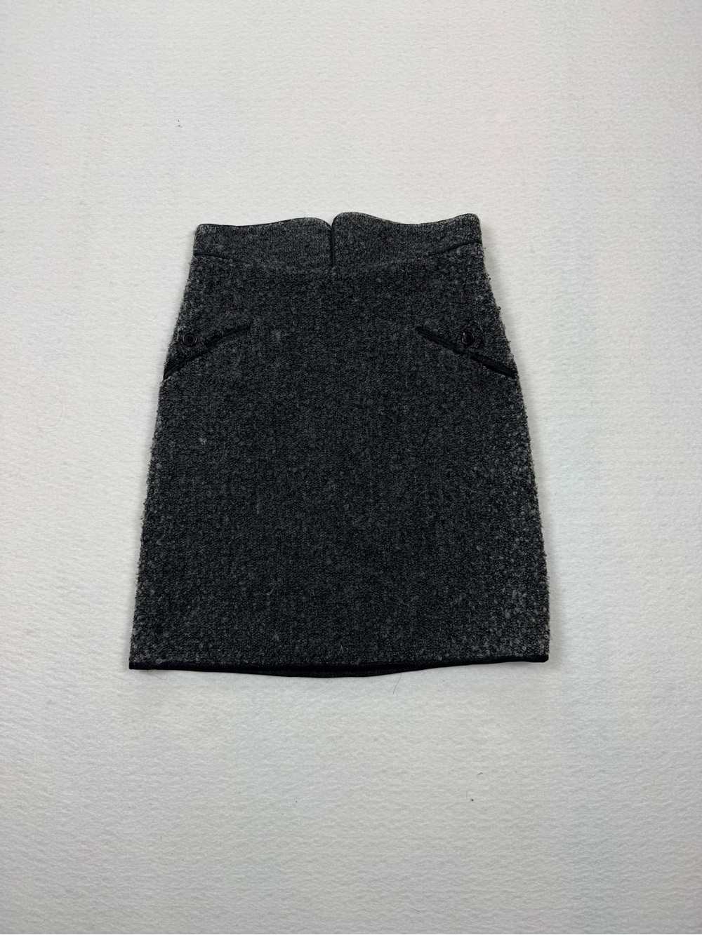 Zac Posen Charcoal Virgin Wool Mohair Silk Lined Tweed Mini Skirt Sz 2 Metallic